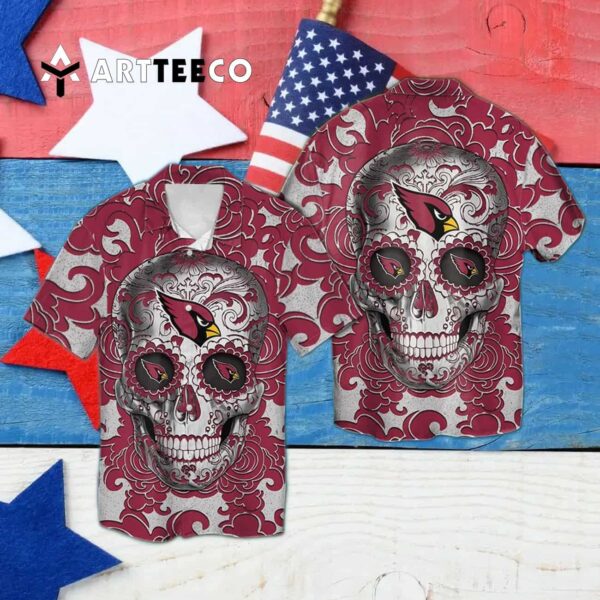 Arizona Cardinals Sugar Skull Hawaiian Shirt 4