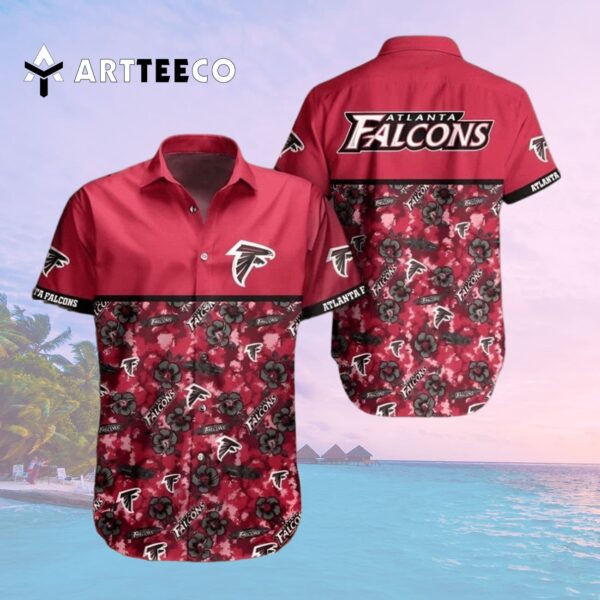 Atlanta Falcons Flowers Pattern Beach Lovers Gift Hawaiian Shirt 2