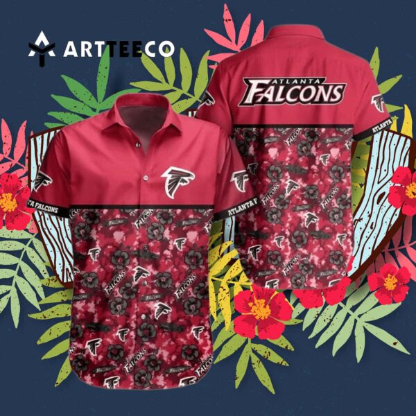 Atlanta Falcons Flowers Pattern Beach Lovers Gift Hawaiian Shirt 3