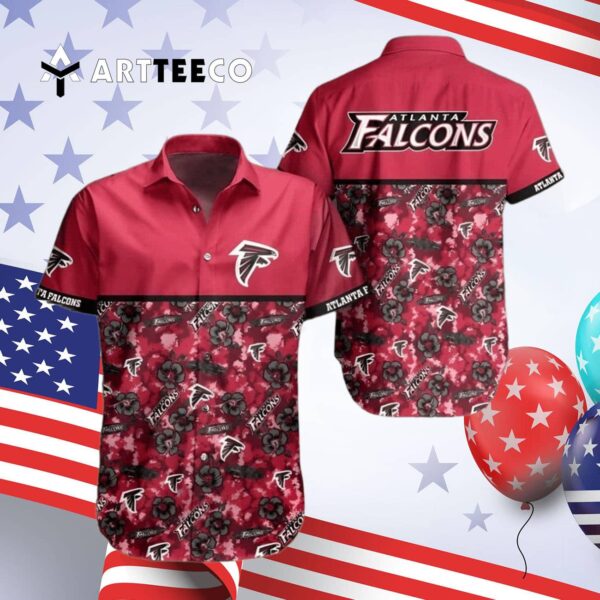 Atlanta Falcons Flowers Pattern Beach Lovers Gift Hawaiian Shirt 4