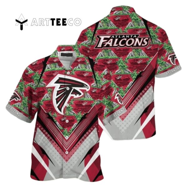 Atlanta Falcons Mountains And Trees Pattern Beach Hawaiian Shirt 1