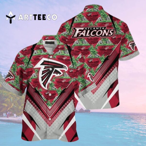 Atlanta Falcons Mountains And Trees Pattern Beach Hawaiian Shirt 2