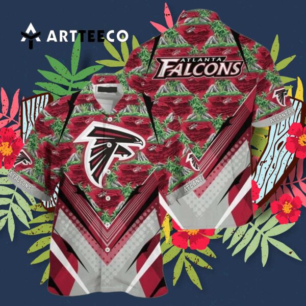 Atlanta Falcons Mountains And Trees Pattern Beach Hawaiian Shirt 3