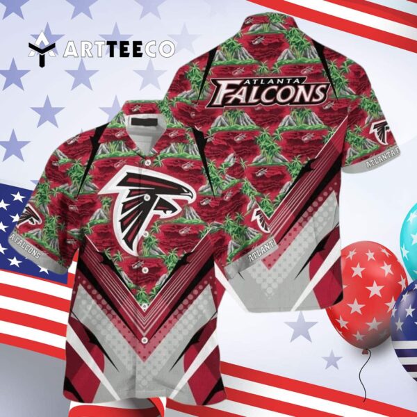 Atlanta Falcons Mountains And Trees Pattern Beach Hawaiian Shirt 4