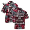 Atlanta Falcons Stress Blessed Obsessed Tropical Palm Leaves Pattern Hawaiian Shirt 1
