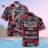 Atlanta Falcons Stress Blessed Obsessed Tropical Palm Leaves Pattern Hawaiian Shirt 2