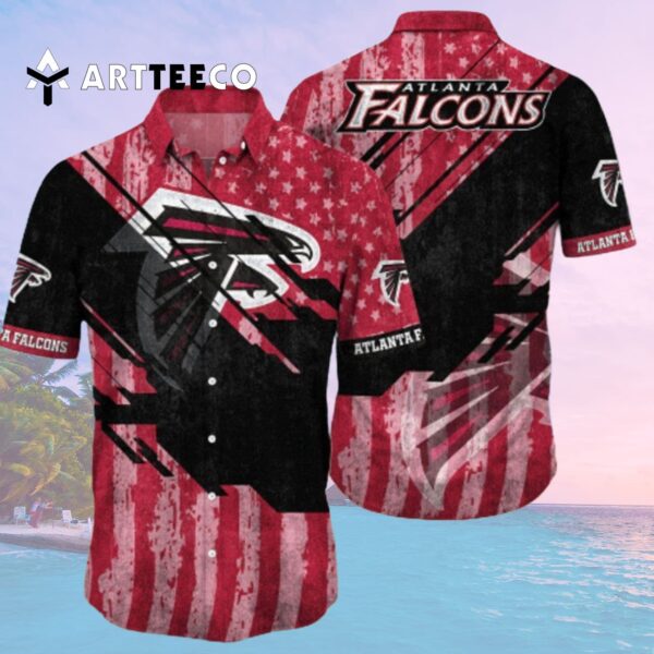 Atlanta Falcons Us Flag Summer Pattern Hawaiian Shirt 2