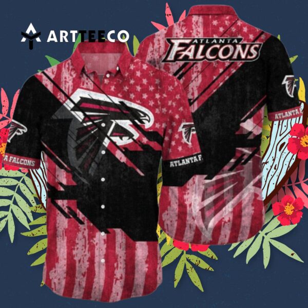 Atlanta Falcons Us Flag Summer Pattern Hawaiian Shirt 3