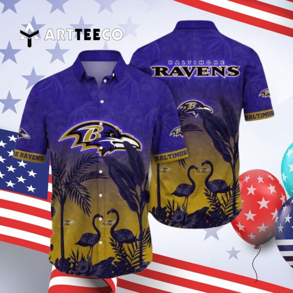 Baltimore Ravens Flower Summer Hawaiian Shirt 4