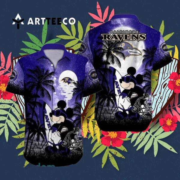 Baltimore Ravens Mickey Mouse Hawaiian Shirt 3
