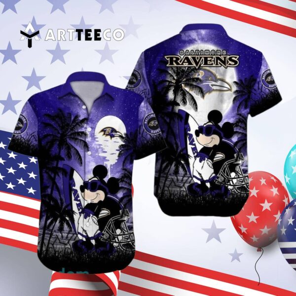 Baltimore Ravens Mickey Mouse Hawaiian Shirt 4