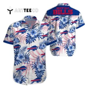 Buffalo Bills Floral White Background Hawaiian Shirt 1