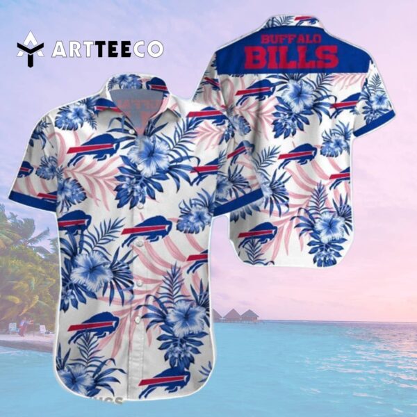 Buffalo Bills Floral White Background Hawaiian Shirt 2