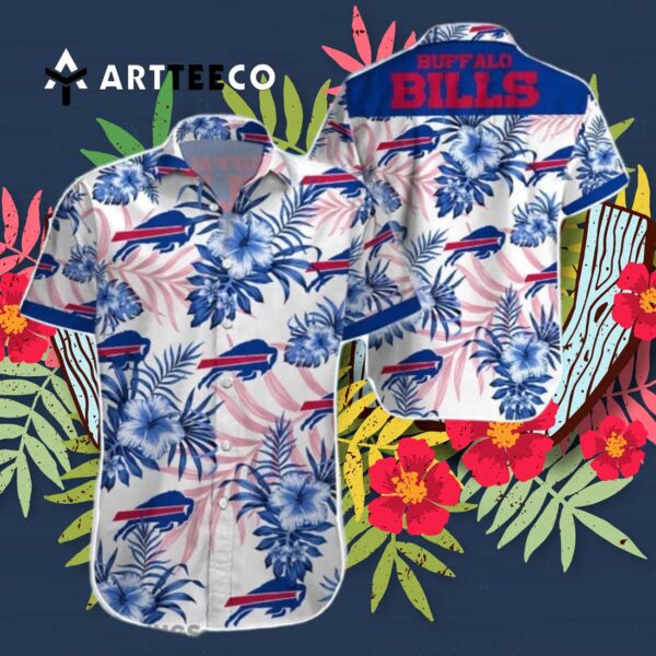 Buffalo Bills Floral White Background Hawaiian Shirt 3