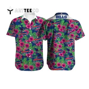 Buffalo Bills Hibiscus Flowers Pink Blue Hawaiian Shirt 1