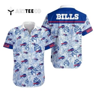 Buffalo Bills Palm Leaves Blue White Hawaiian Shirt 1