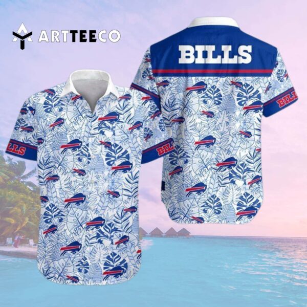 Buffalo Bills Palm Leaves Blue White Hawaiian Shirt 2