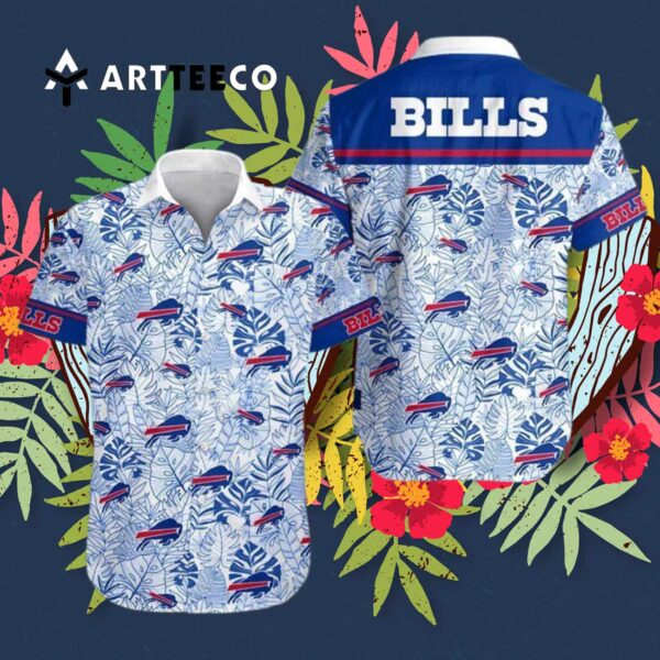 Buffalo Bills Palm Leaves Blue White Hawaiian Shirt 3