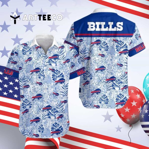 Buffalo Bills Palm Leaves Blue White Hawaiian Shirt 4