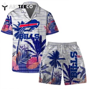 Buffalo Bills Team Logo Pattern Aloha Colorful Retro Hawaiian Shirt and Shorts Set