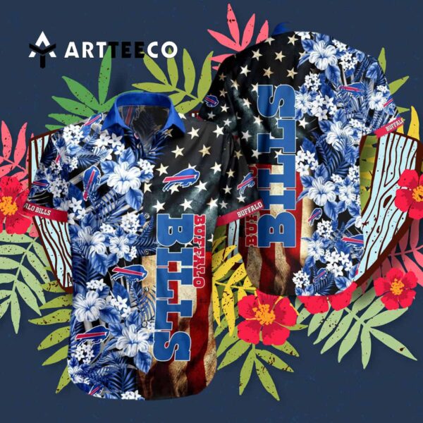 Buffalo Bills Tropical American Flag Style Hawaiian Shirt 3