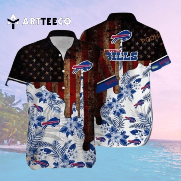Buffalo Bills Vintage Us Flag Beach Hawaiian Shirt 2