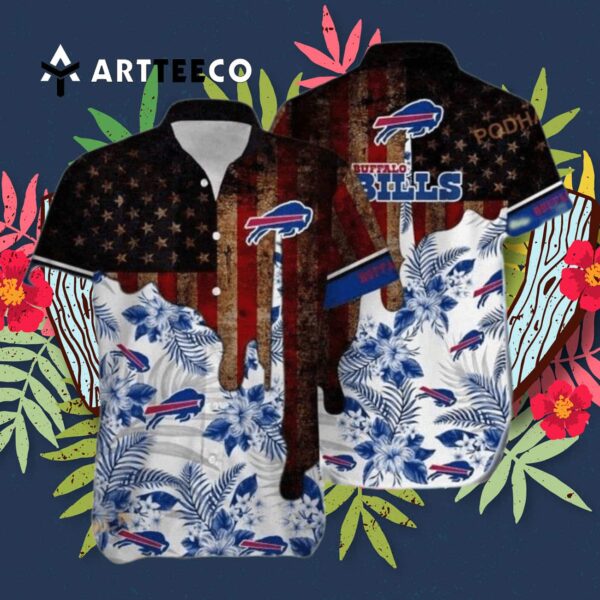 Buffalo Bills Vintage Us Flag Beach Hawaiian Shirt 3
