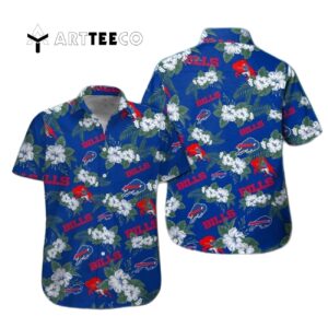 Buffalo Bills White Hibiscus Flowers Blue Hawaiian Shirt 1