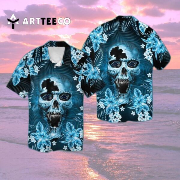 Carolina Panthers Skull Hawaiian Shirt 2