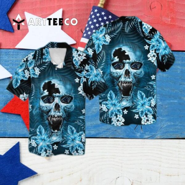 Carolina Panthers Skull Hawaiian Shirt 4