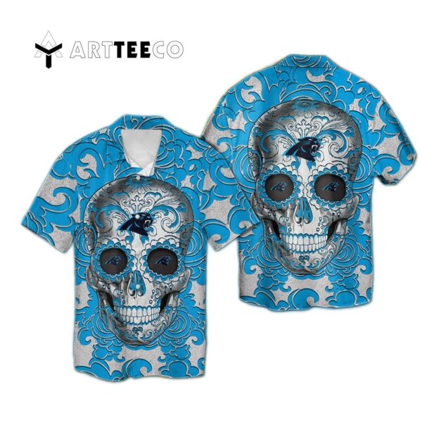 Carolina Panthers Sugar Skull Hawaiian Shirt 1