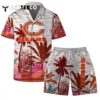 Chicago Bear Team Logo Pattern Aloha Colorful Retro Hawaiian Shirt and Shorts Set