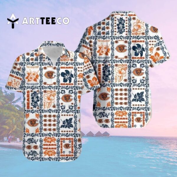 Chicago Bears Beach Floral Tropical Team Hawaiian Shirt 2