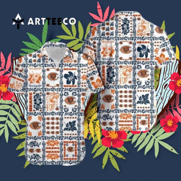 Chicago Bears Beach Floral Tropical Team Hawaiian Shirt 3