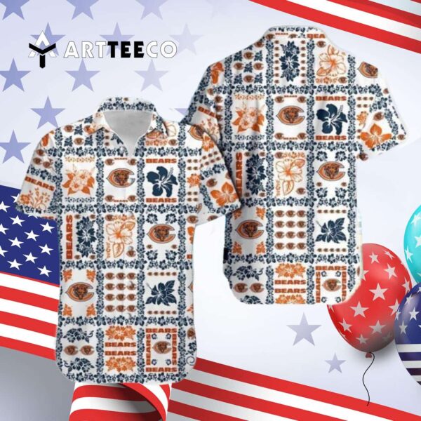 Chicago Bears Beach Floral Tropical Team Hawaiian Shirt 4