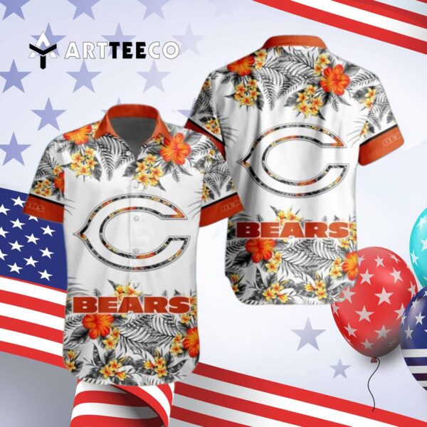Chicago Bears Floral Tropical Team Hawaiian Shirt 4