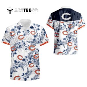 Chicago Bears Floral White Background Hawaiian Shirt 1