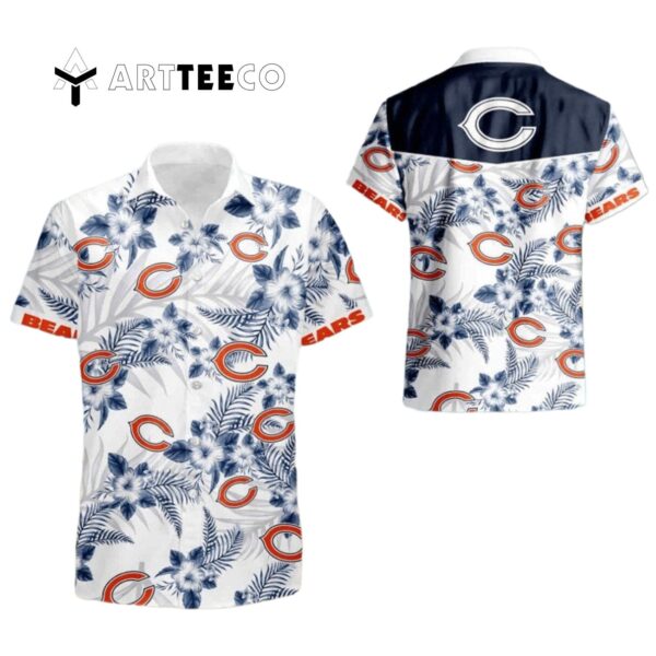 Chicago Bears Floral White Background Hawaiian Shirt 1