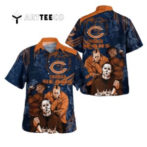 Chicago Bears Halloween Horror Art Hawaiian Shirt 1