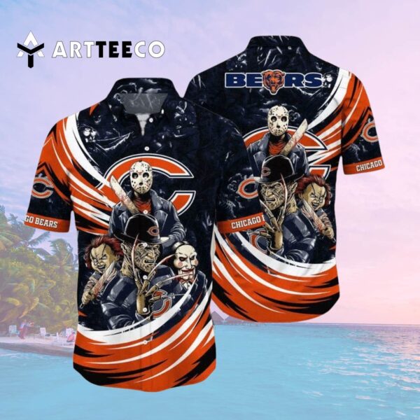 Chicago Bears Halloween Horror Movies Hawaiian Shirt 2