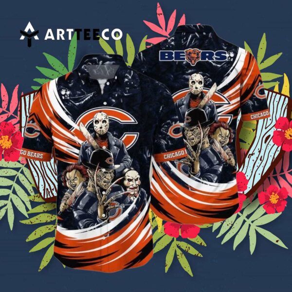 Chicago Bears Halloween Horror Movies Hawaiian Shirt 3