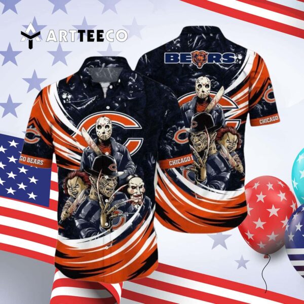 Chicago Bears Halloween Horror Movies Hawaiian Shirt 4
