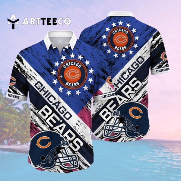 Chicago Bears Helmet Tropical Hawaiian Shirt 2