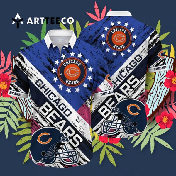 Chicago Bears Helmet Tropical Hawaiian Shirt 3