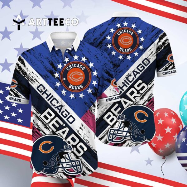 Chicago Bears Helmet Tropical Hawaiian Shirt 4