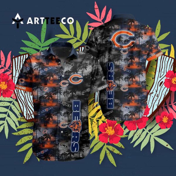 Chicago Bears Tropical Island Pattern Hawaiian Shirt 3