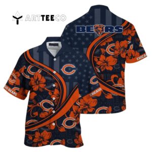 Chicago Bears Us Flag Aloha Pattern Hawaiian Shirt 1