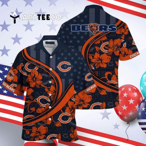 Chicago Bears Us Flag Aloha Pattern Hawaiian Shirt 4