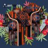 Chicago Bears Us Flag Skull Tropical Hawaiian Shirt 3