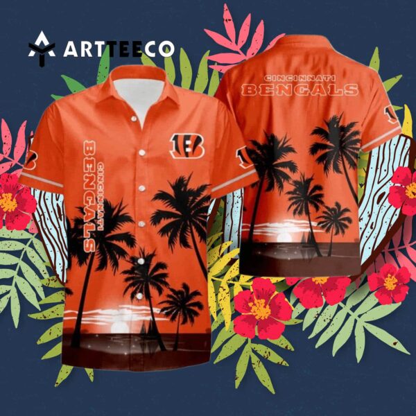 Cincinnati Bengals Coconut Night Moon Summer Hawaiian Shirt 3